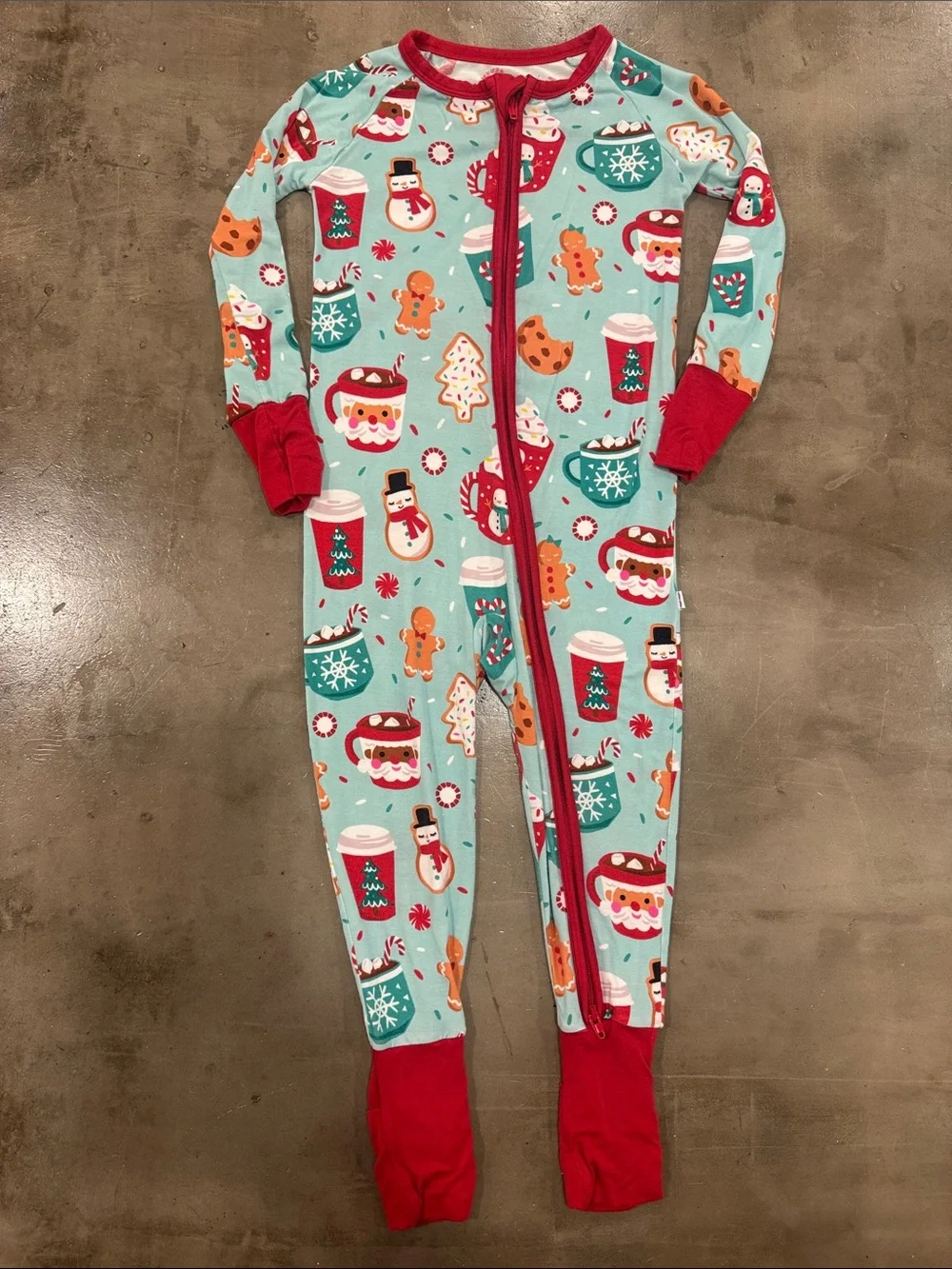 Little Sleepies Teal Holiday Print One-Piece Zippy